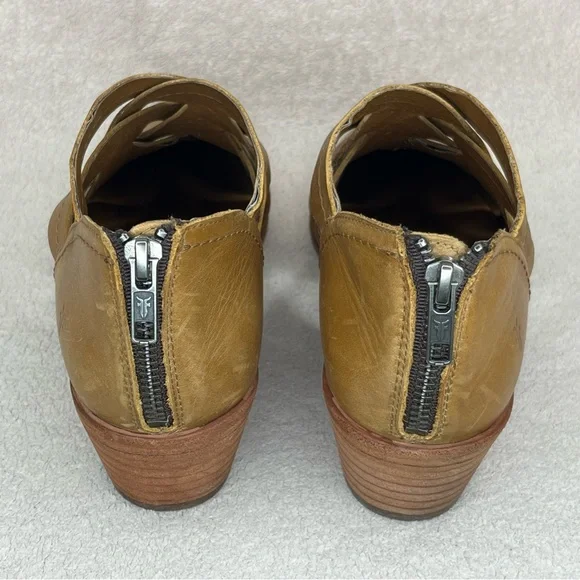 Frye Ray Huarache Woven Leather Ankle Booties Shoes-Womens 10-Tan/Brown-Designer - Picture 5 of 14